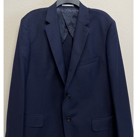 Reiss Wool Mohair Unlined 2 Button Blazer Men's Size 44 Navy Blue - Picture 2 of 14